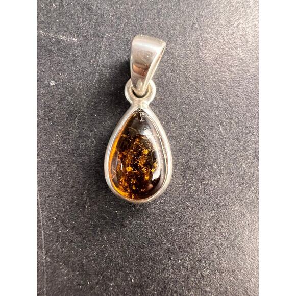 NEW Dravite orange tourmaline sterling silver teardrop pendant 1.49 grams - Picture 16 of 16